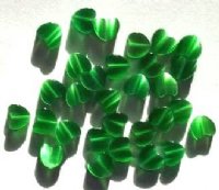 30 6mm Green Fiber Optic Cats Eye Heart Beads